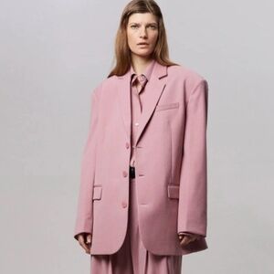 EUC The Frankie Shop Women's Rose Pink Oversized Gelso Blazer Jacket Size XS/S